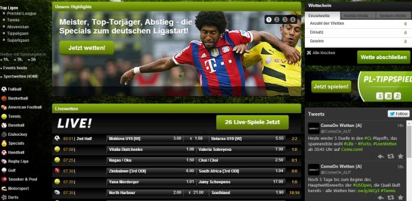 Sportwetten bei ComeOn