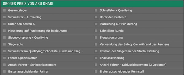 Wettangebot bet365 beim GP Abu Dhabi Sreenshot