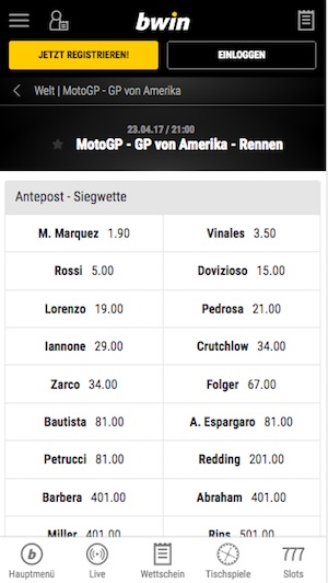 Bwin Quoten Moto GP Amerika 2017