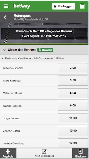 Quoten Betway Motogp Frankreich 2017