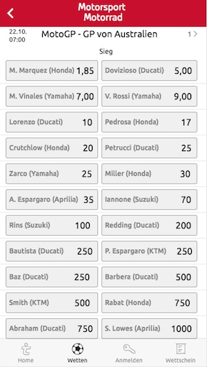 MotoGP Quoten Australien bei Tipico