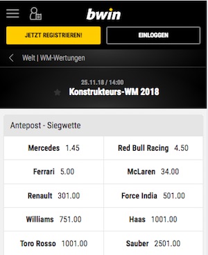 Bwin Quoten Konstrukteurs WM 2018