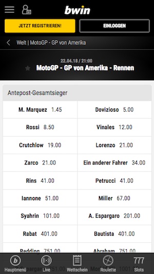 Bwin Quoten MotoGP Austin