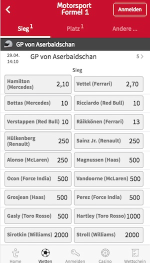 Grand Prix Baku Quoten Tipico