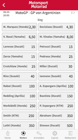 MotoGP Quoten Argentinien 2018