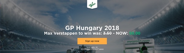 Mr. Green Quotenboost zum GP von Ungarn